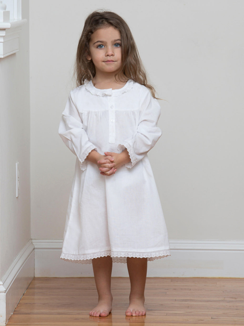 Annie White Cotton Dress in Lace