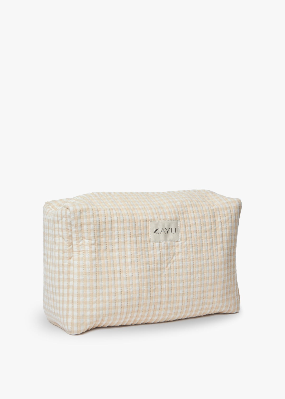 Elsie Travel Case Zip Pouch Bag in Beige Gingham