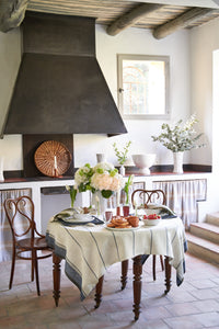 Eze 60x60 Tablecloth in Ivory & Blue
