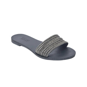 Eleni Vegetable Tanned Leather Sandal in Black Crystal