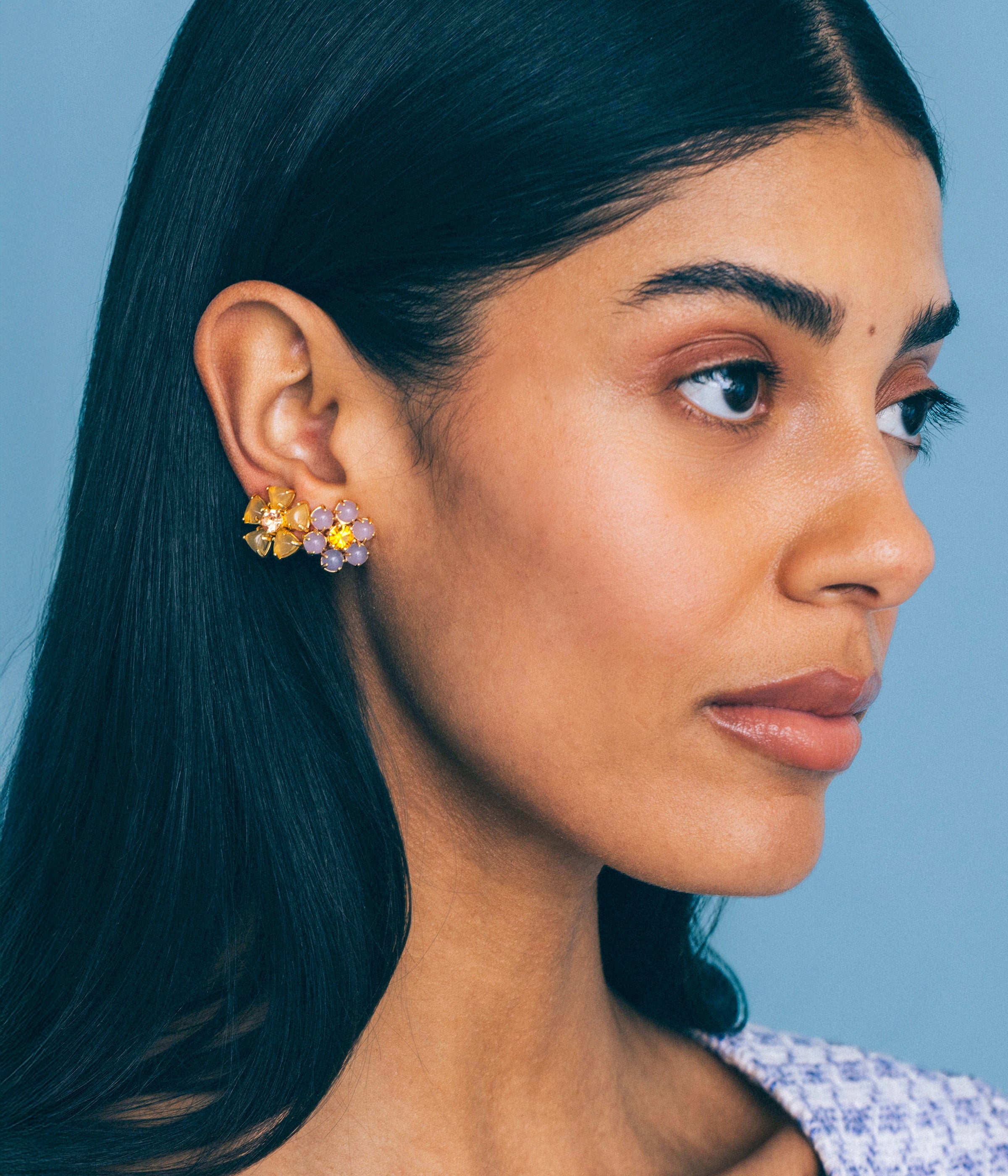 Emeline Flower Studs in Lavender