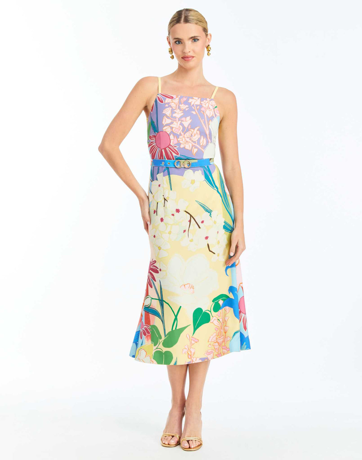 Eugenia Convertible Midi Dress in Floral Buttercream