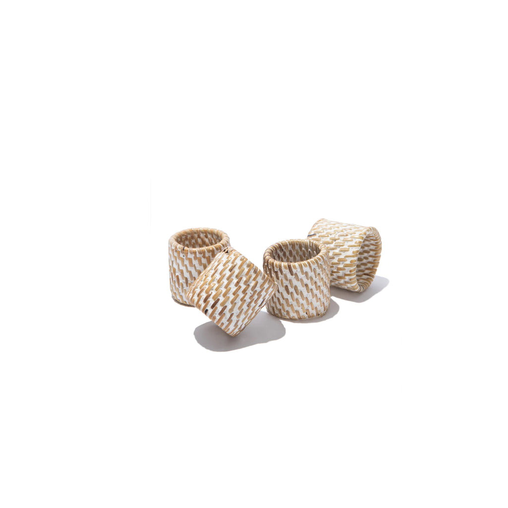 Everyday White Wash Napkin Ring, Set of 4