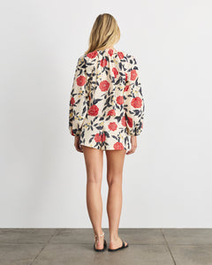 Fallon Short in Cream/Cardinal Red Multi