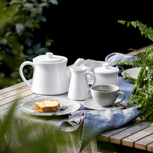Friso Collection Teacups & Saucers in White, Set of 6