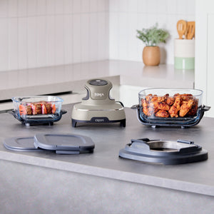 Crispi 4-in-1 Portable Glass Air Fryer Cooking System in Stone