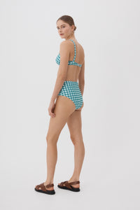 Forest Gingham High-Waisted Bottom