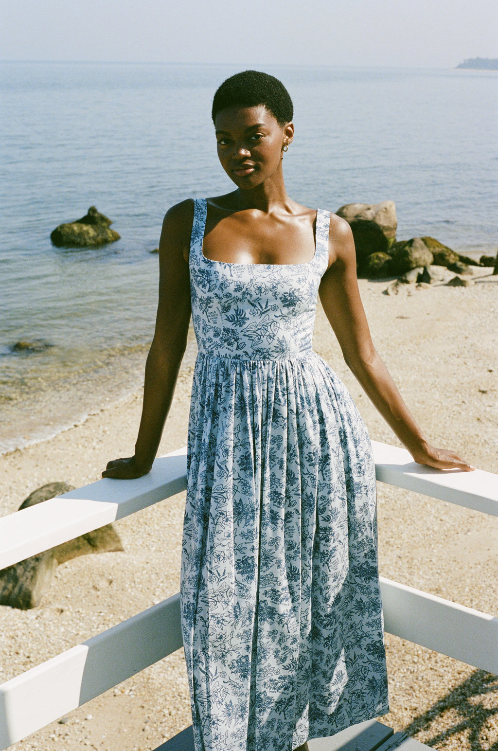 Scoop Neck Dress in Blue Flora