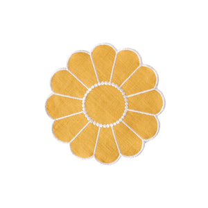 Floral Embroidered Bread Basket Liner in Yellow