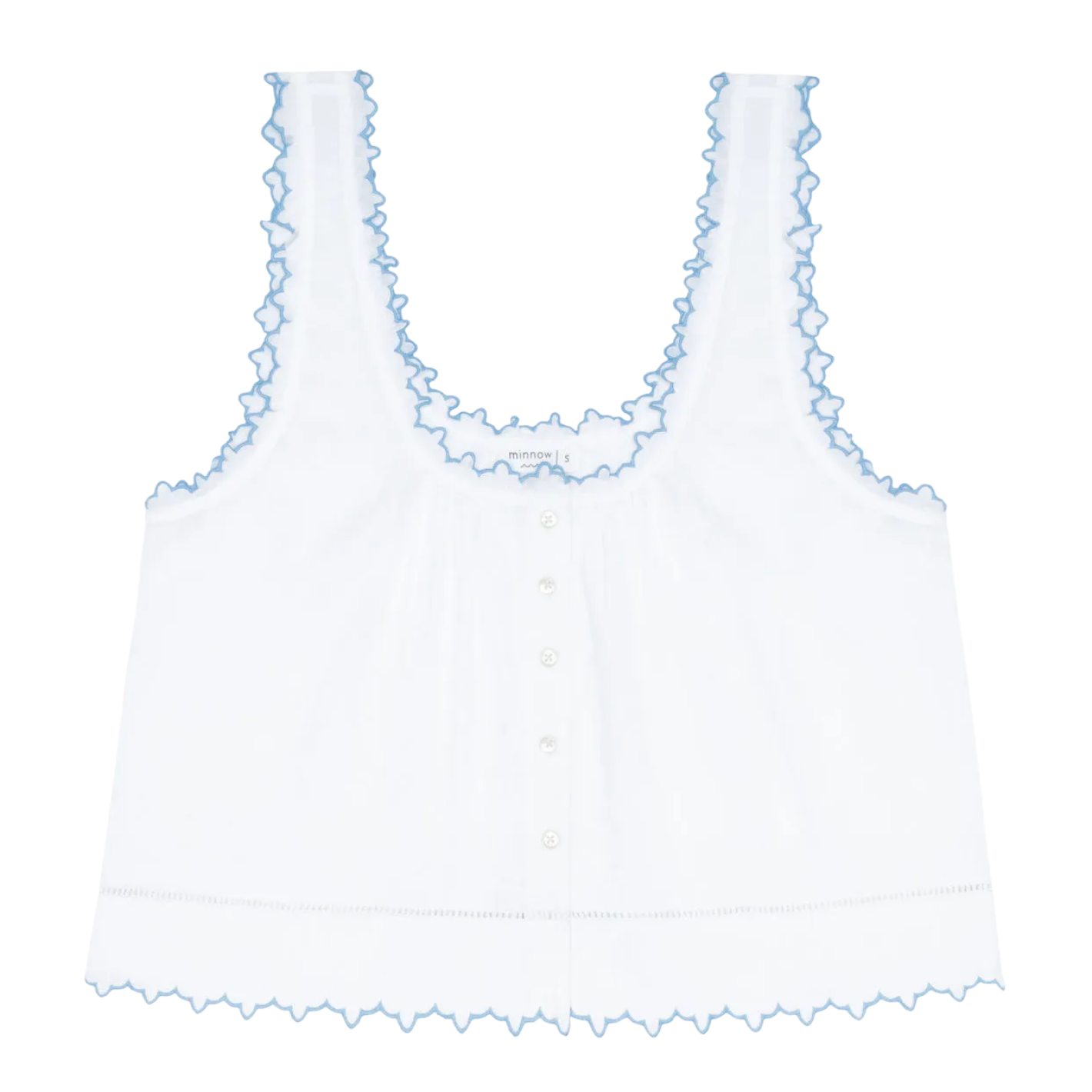 Women’s White Scalloped Button Up Tank