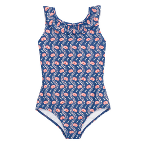 Girl’s Navy Primrose Ruffle Collar One Piece