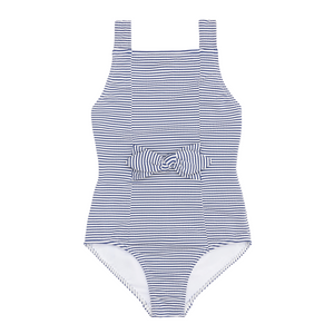 Girl’s Harbor Stripe Tie-Front One Piece