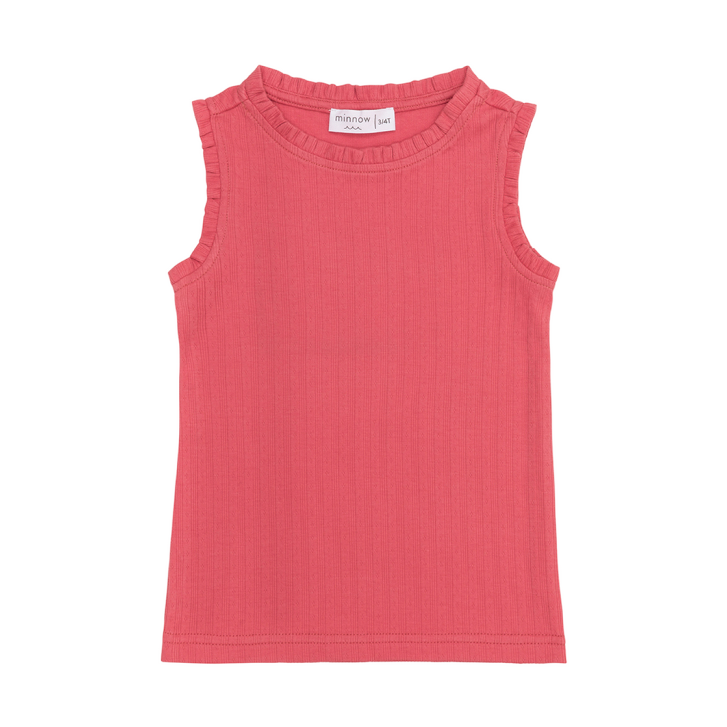 Girl’s Poppy Red Ruffle Pointelle Tank
