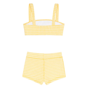 Girls’ Soleil Gingham Bandeau Bikini and Swim Short