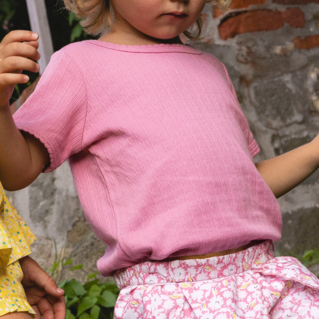Girls’ Blush Pointelle Puff Sleeve Shirt