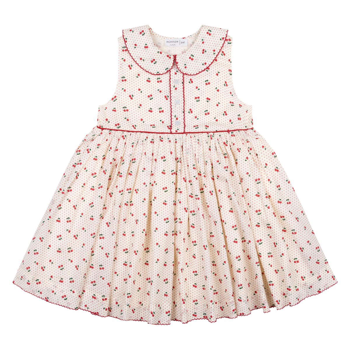 Girl’s Summer Cherries Rounded Collar Dress
