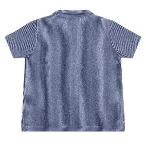 Boy’s Navy Stripe French Terry Button Up