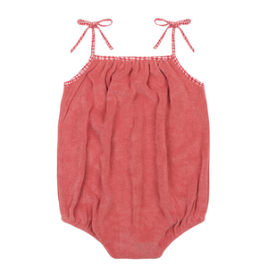 Baby Poppy Red French Terry Romper