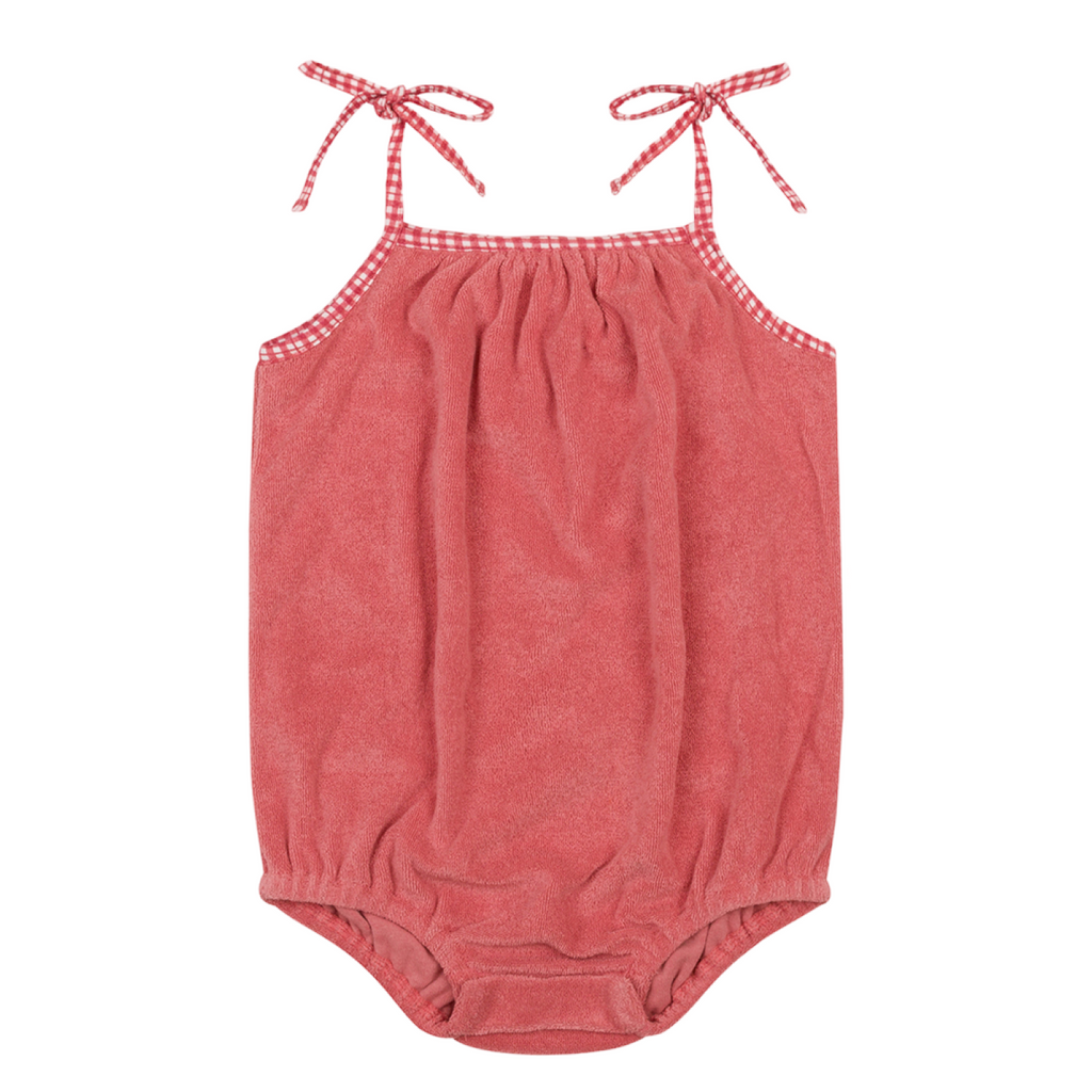 Baby Poppy Red French Terry Romper