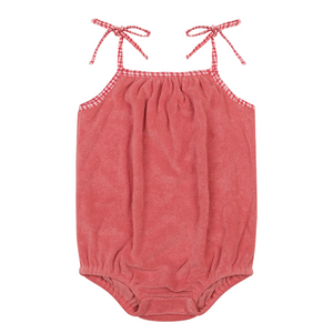 Baby Poppy Red French Terry Romper