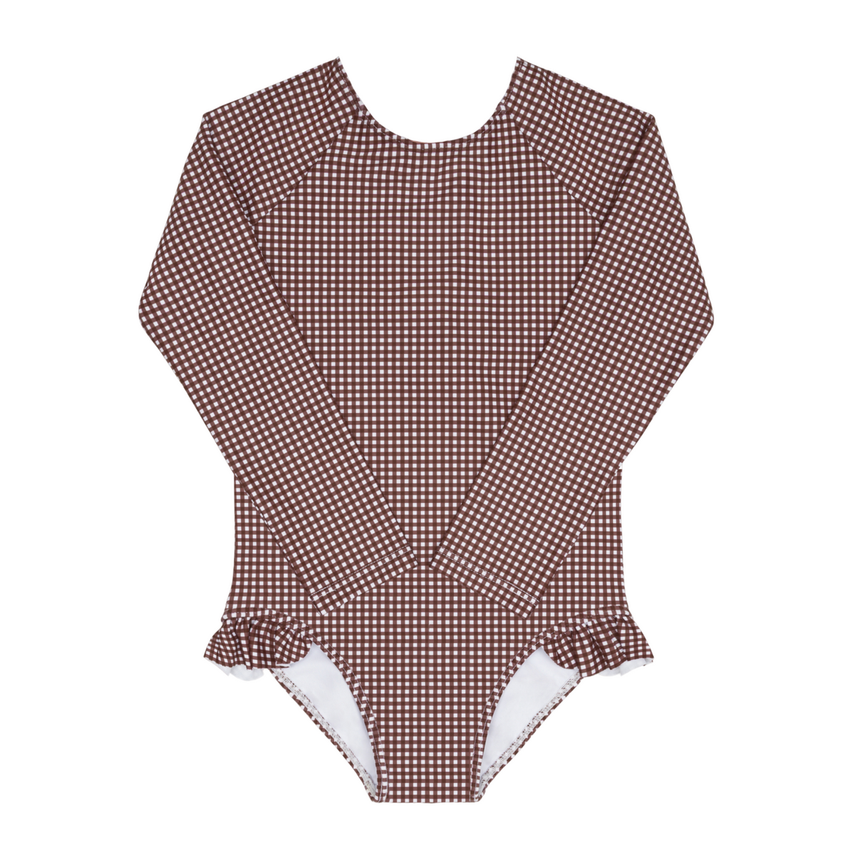 Girls’ Cocoa Gingham Rashguard One Piece