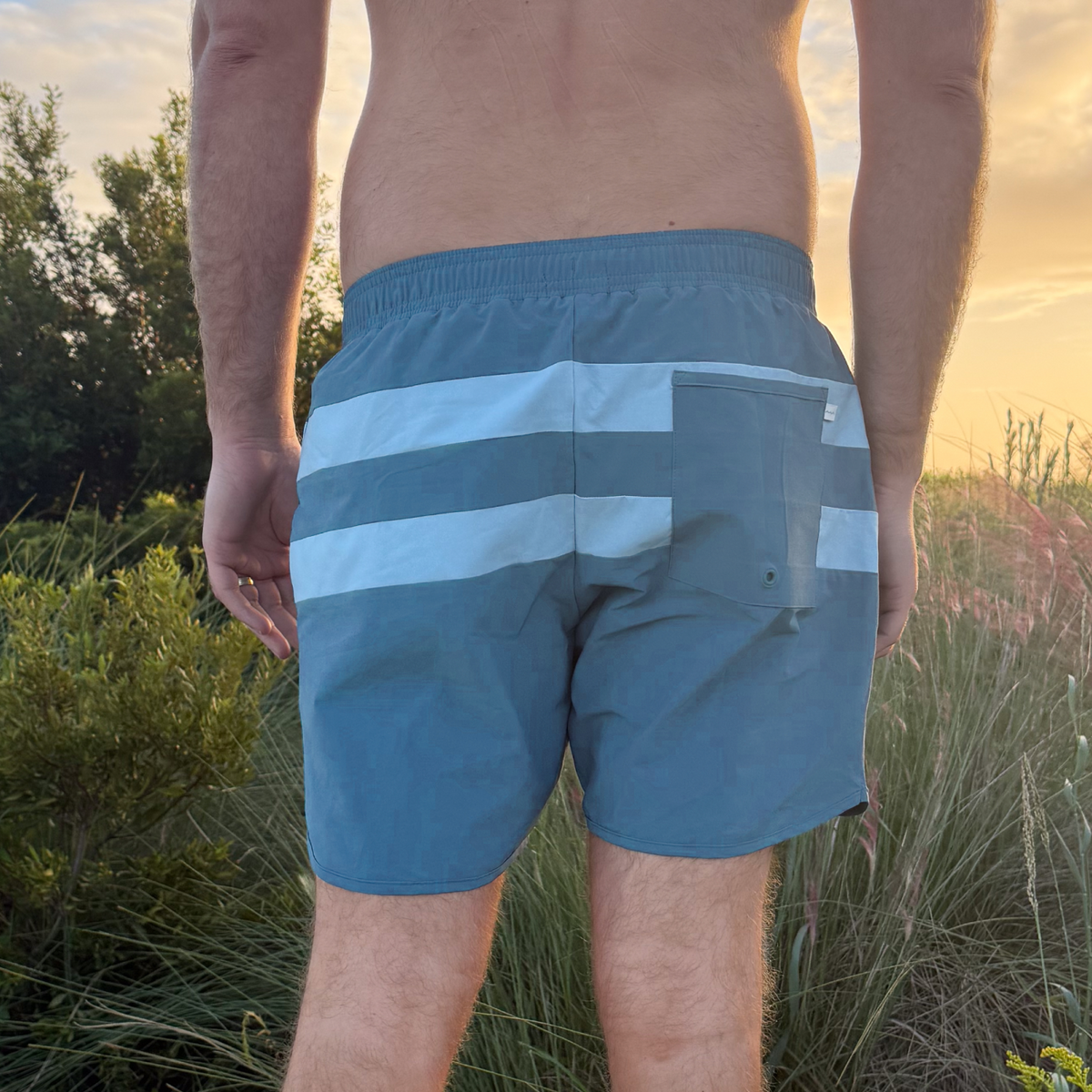 Men’s Teal and Dusk Blue Colorblock Boardie