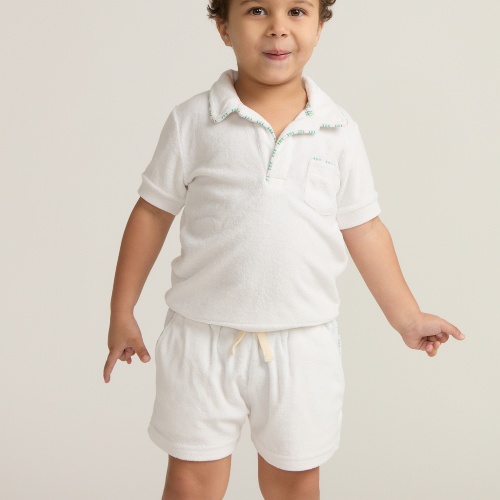 Unisex Shell White French Terry Polo