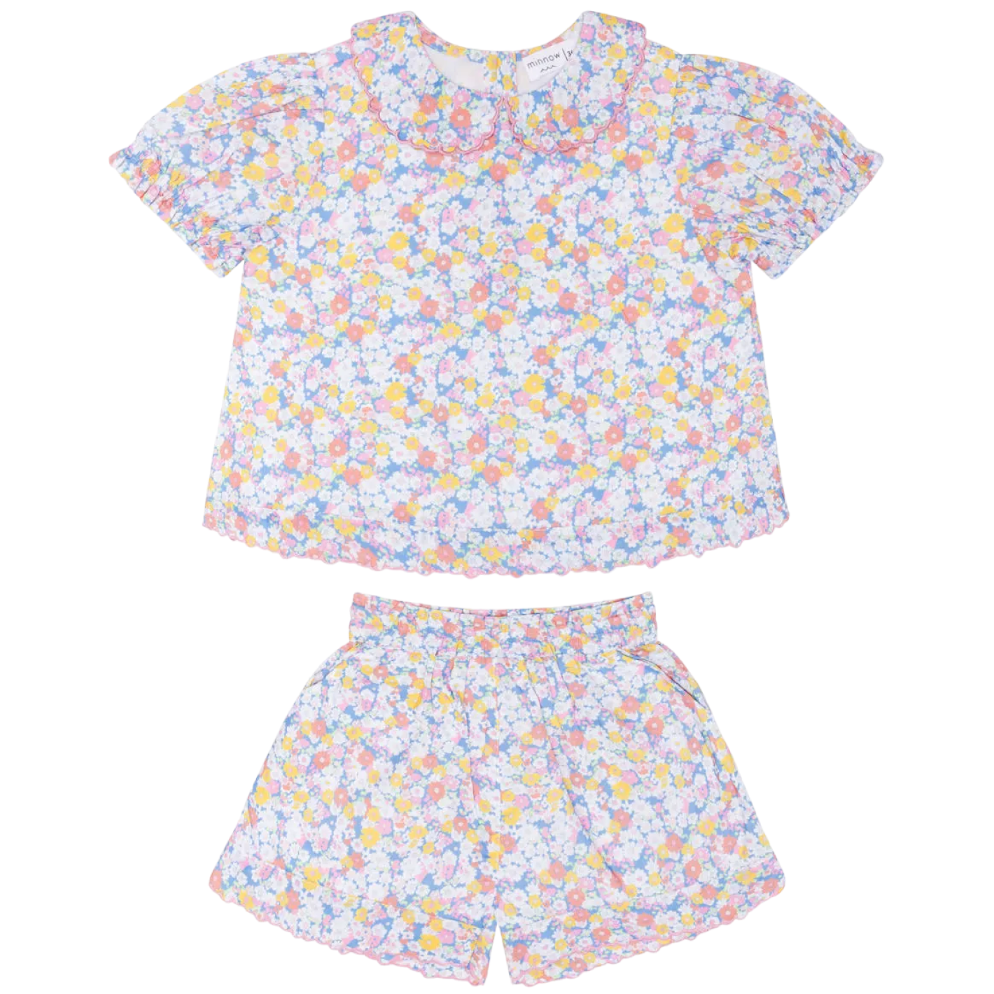 Girls’ Jasmine Blossom Puff Sleeve Top and Short Set