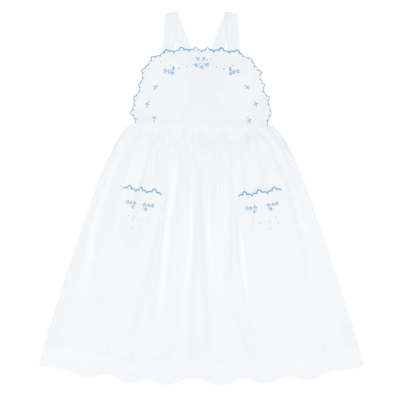 Girls’ Shell White Cross Back Pinafore Dress