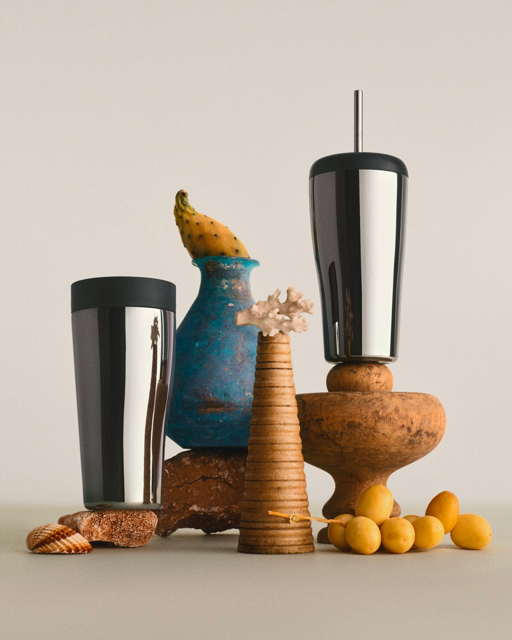 Sky Thermo Cup Stainless Steel Mirror and Plastic