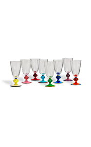 Perfetto Wine Glasses in Mix Multicolor, Set of 8