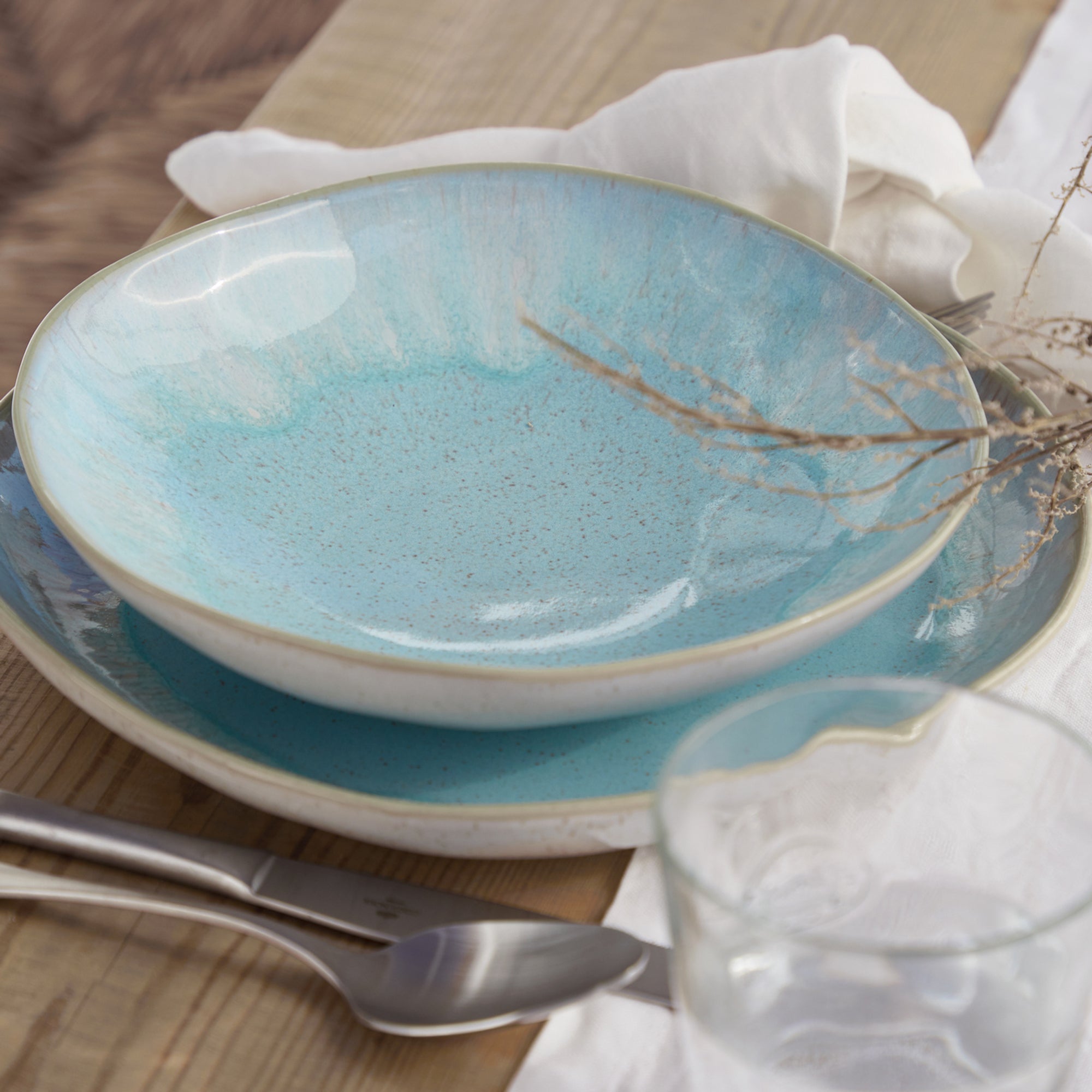 Eivissa Collection Pasta Bowls in Sea Blue, Set of 6