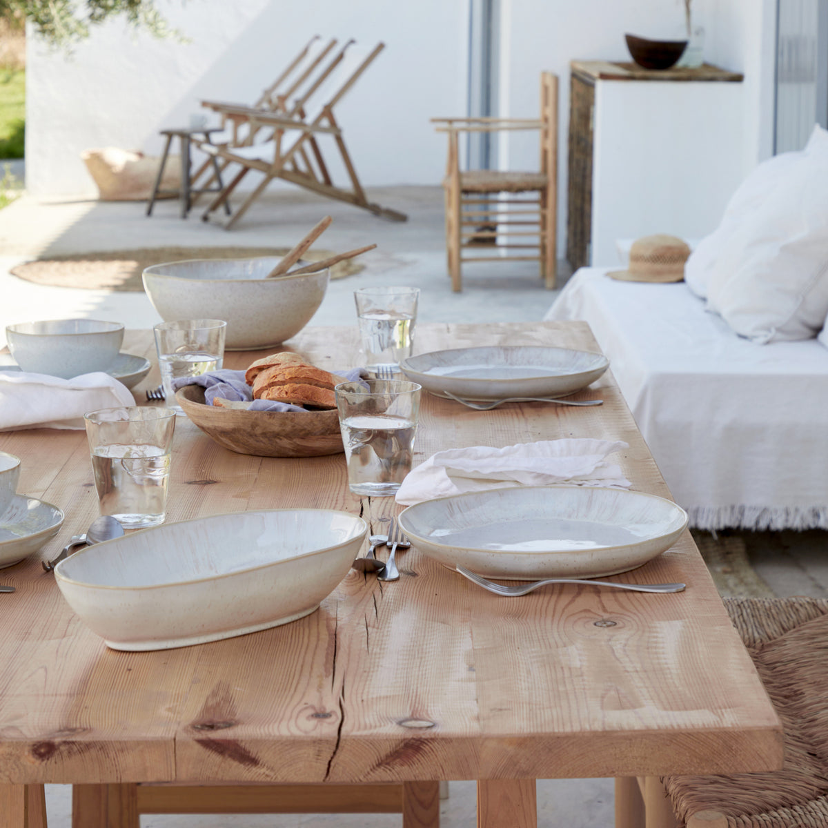 Eivissa Collection Pasta Bowls in Sand Beige, Set of 6