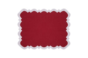 Gabby Placemat & Napkin Set in Burgundy & White