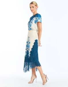 Gracie Lace Midi Skirt in Grotto Flourish