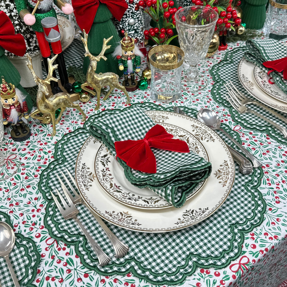 Bettina Napkin in Dark Green Gingham, Set of 4