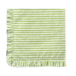 Ruffle Napkin in Green Stripes, Set of 4