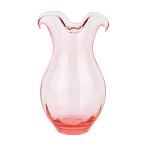 Hibiscus Glass Vertical Fluted Medium Vase in Pink