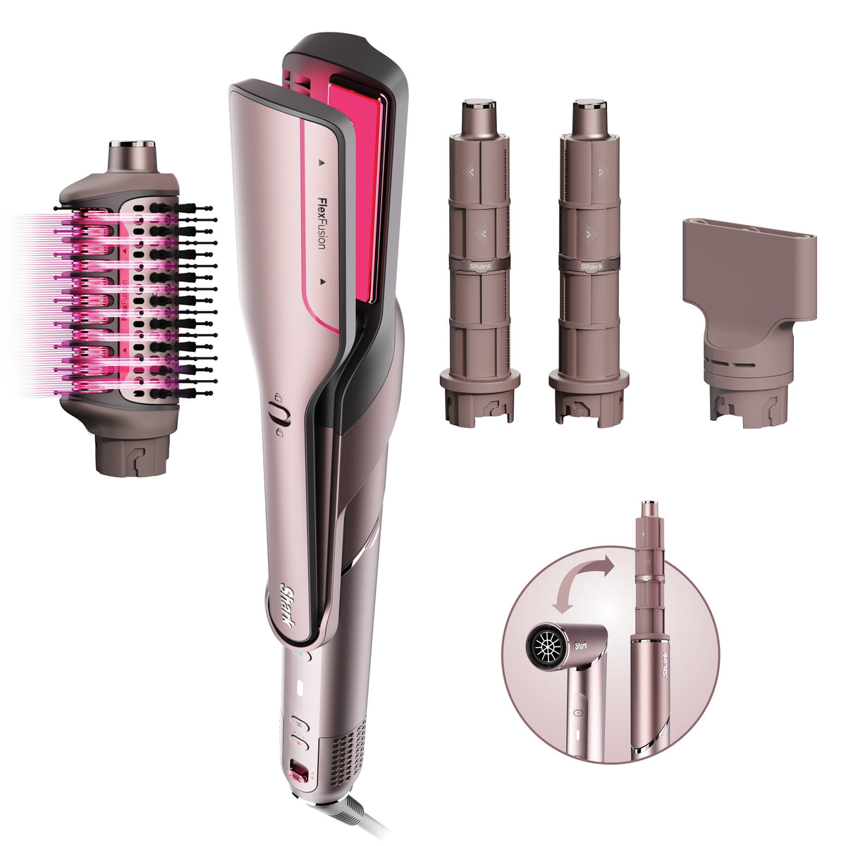 FlexFusion 5-in-1 Air Styler Straightener + Brush Set in Blush