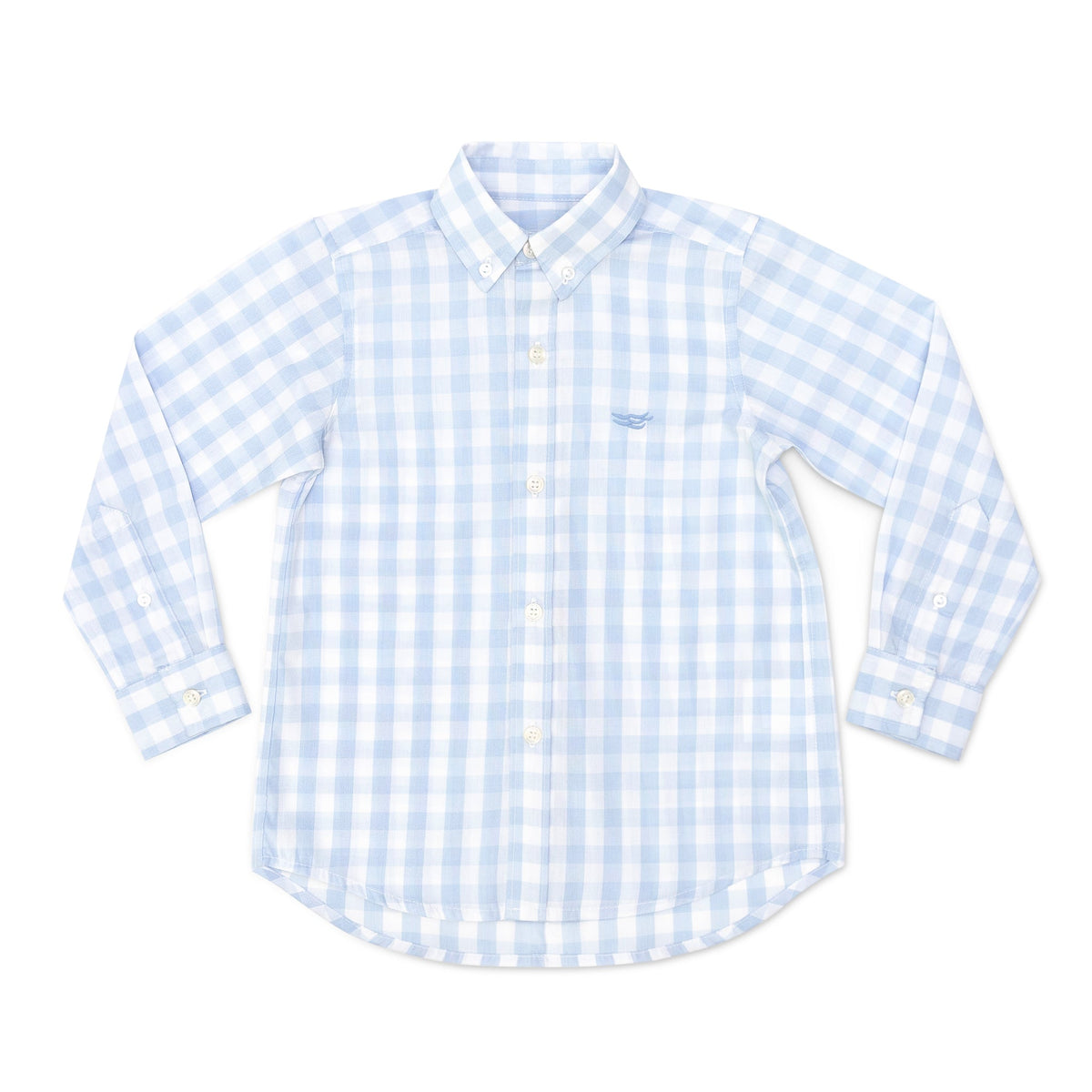 Henry Duvall blue gingham Bennett button down shirt in soft cotton, classic preppy boys spring wardrobe staple for Easter and sibling matching