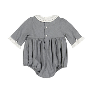 Heidi Grey Long Sleeve Smocked Bubble