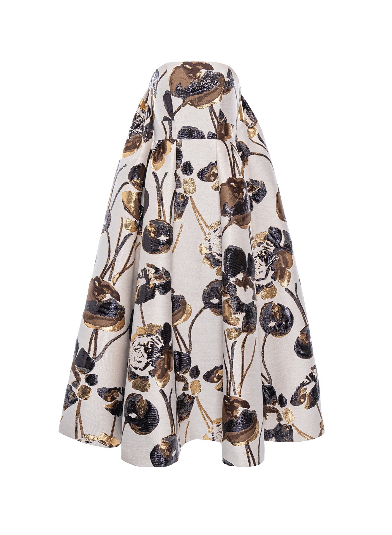 Cheryl Midi Dress Ivory Gold Jacquard