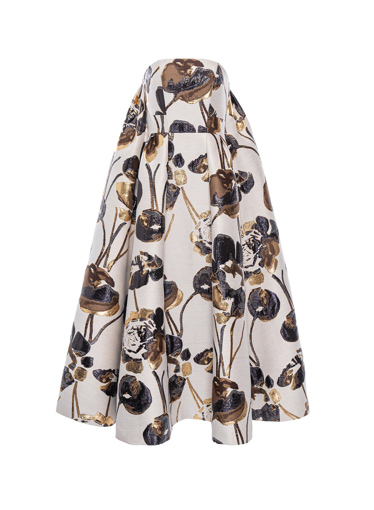 Cheryl Midi Dress Ivory Gold Jacquard