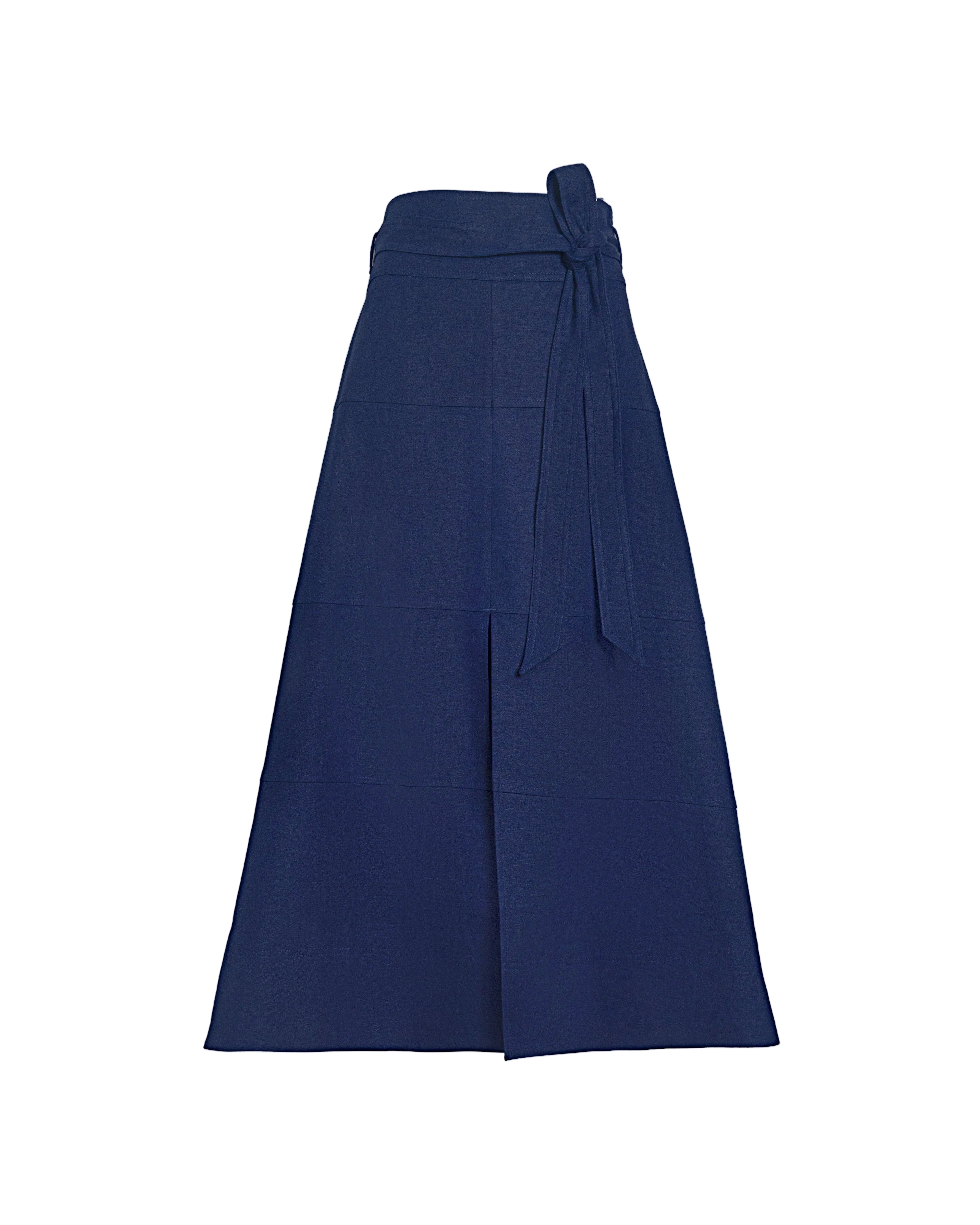 Linen Hudson Skirt in Maritime Blue