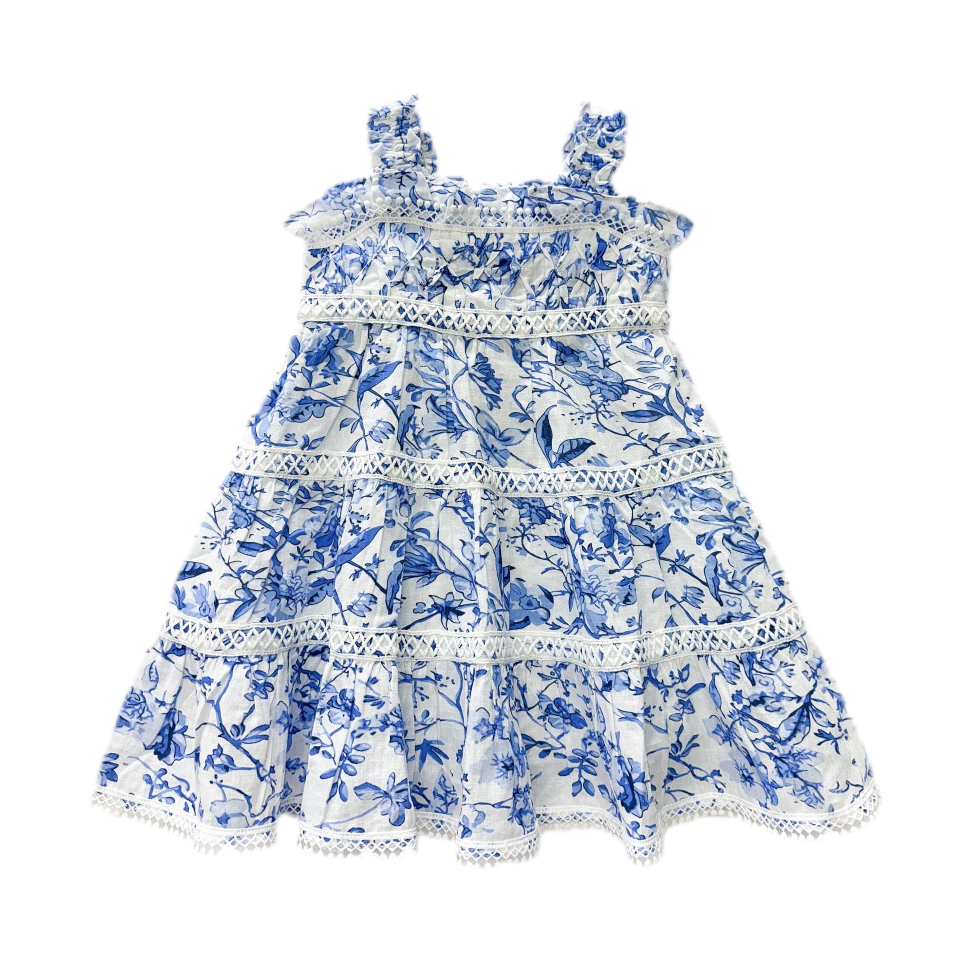 Jaylin Blue and White Linen Sleeveless Summer Dress - Petite Maison Kids