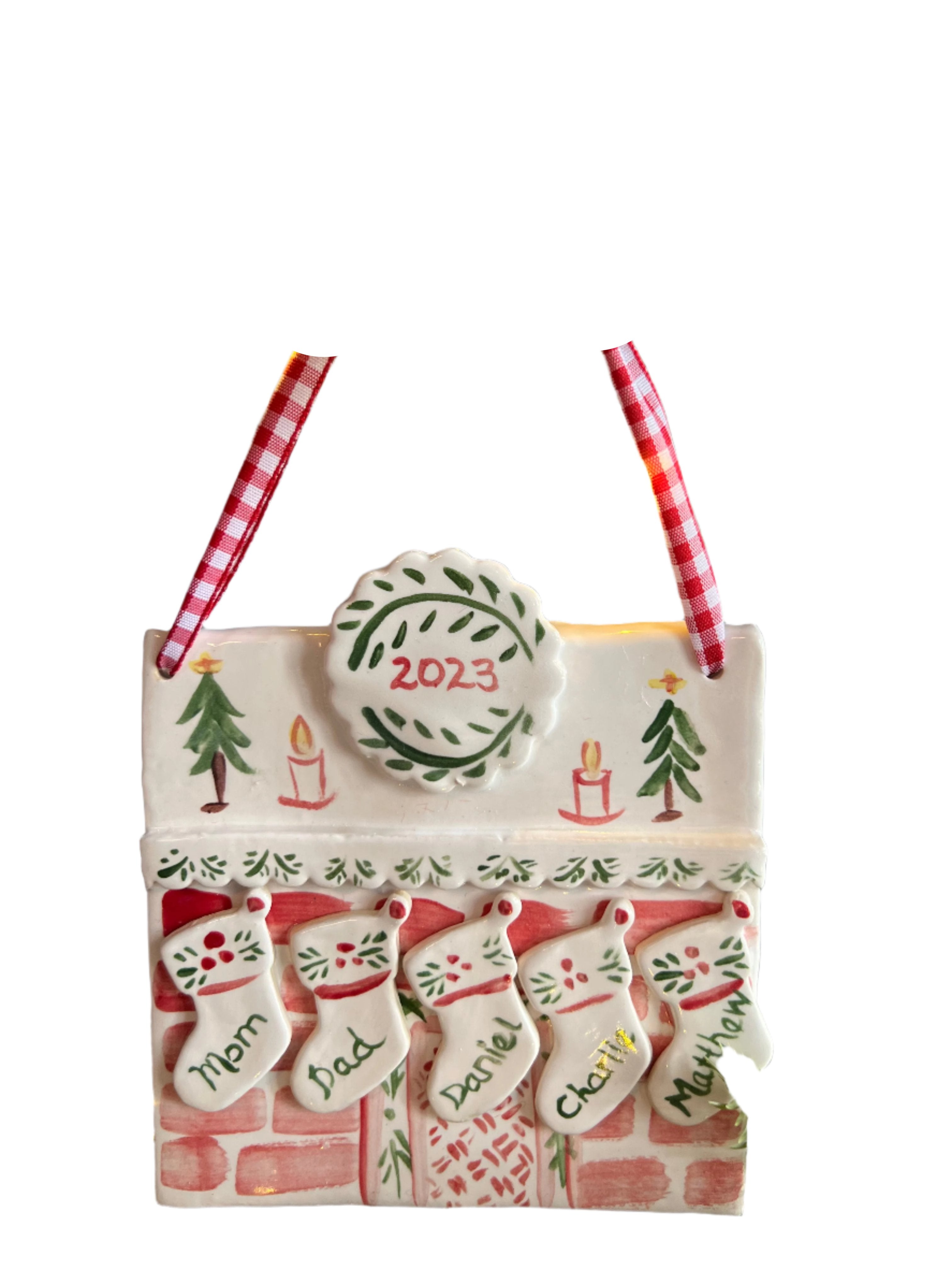 Fireplace Ornament with Wreath in Colorful