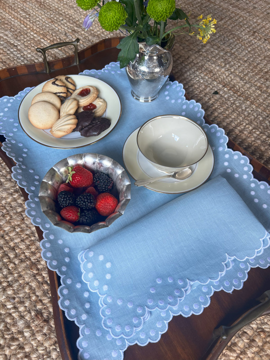 Bodoques Linen Placemat in Blue with White