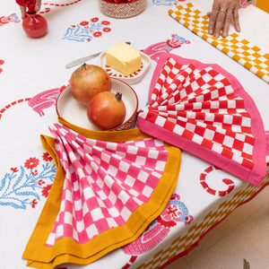 Gingham Check Red/Pink Napkins, Set of 4