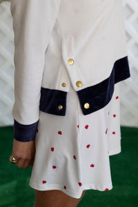 Farrah Pullover in White with Navy Trim