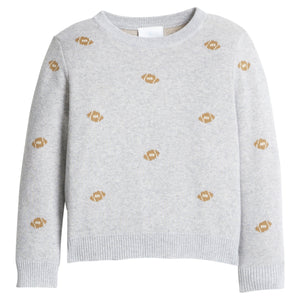 little english classic children's clothing gray sweater with all over football motif for boys 